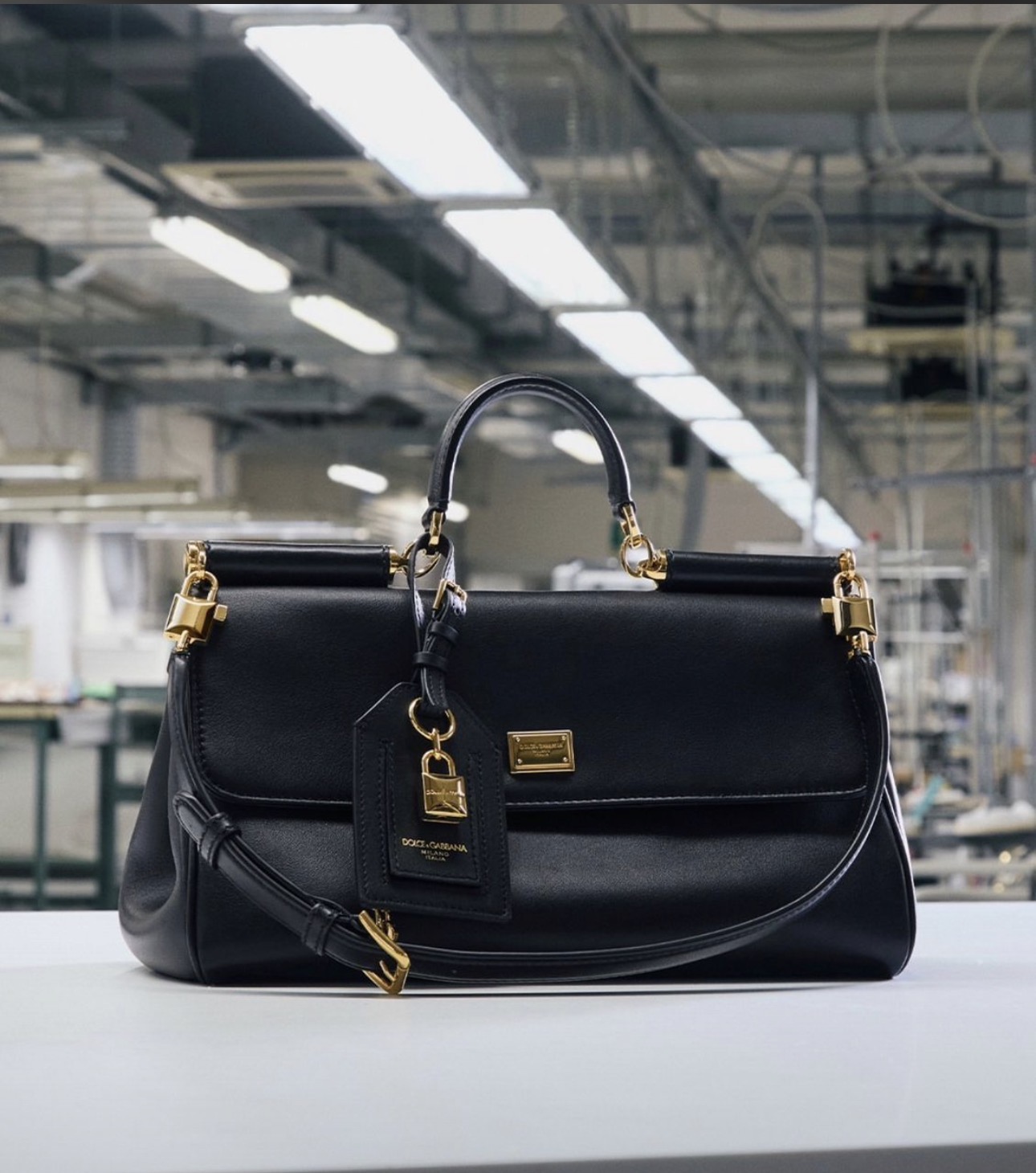 Black leather Top handle bag