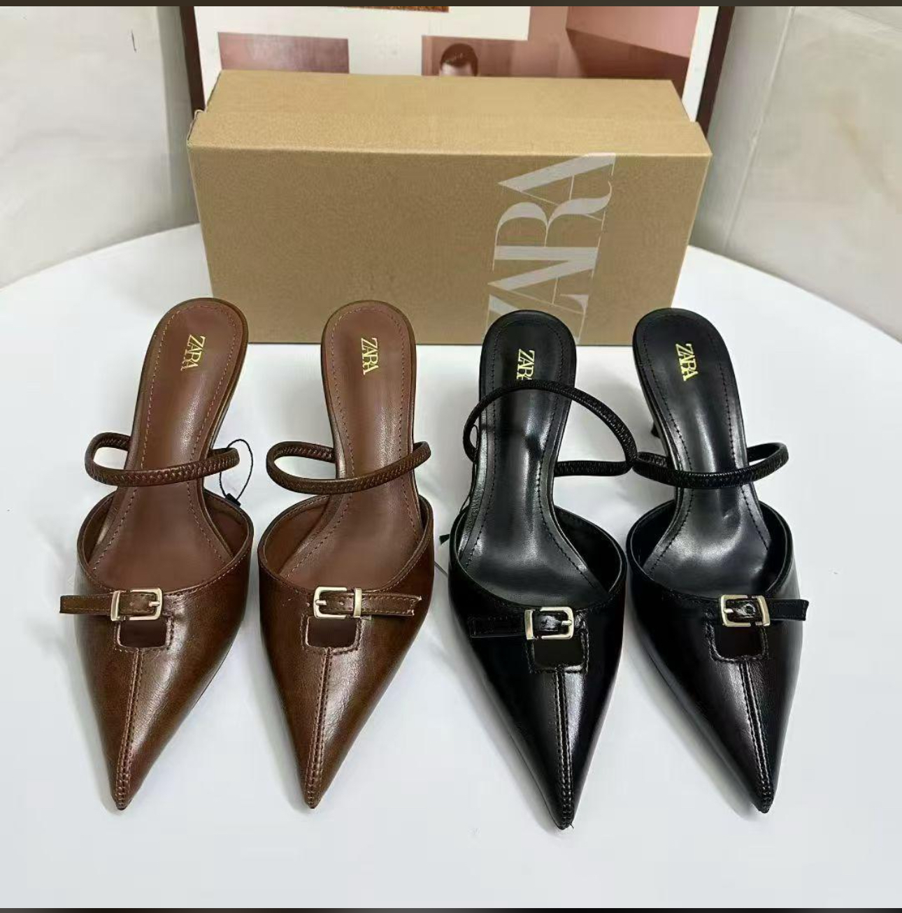 Buckle sling back pumps