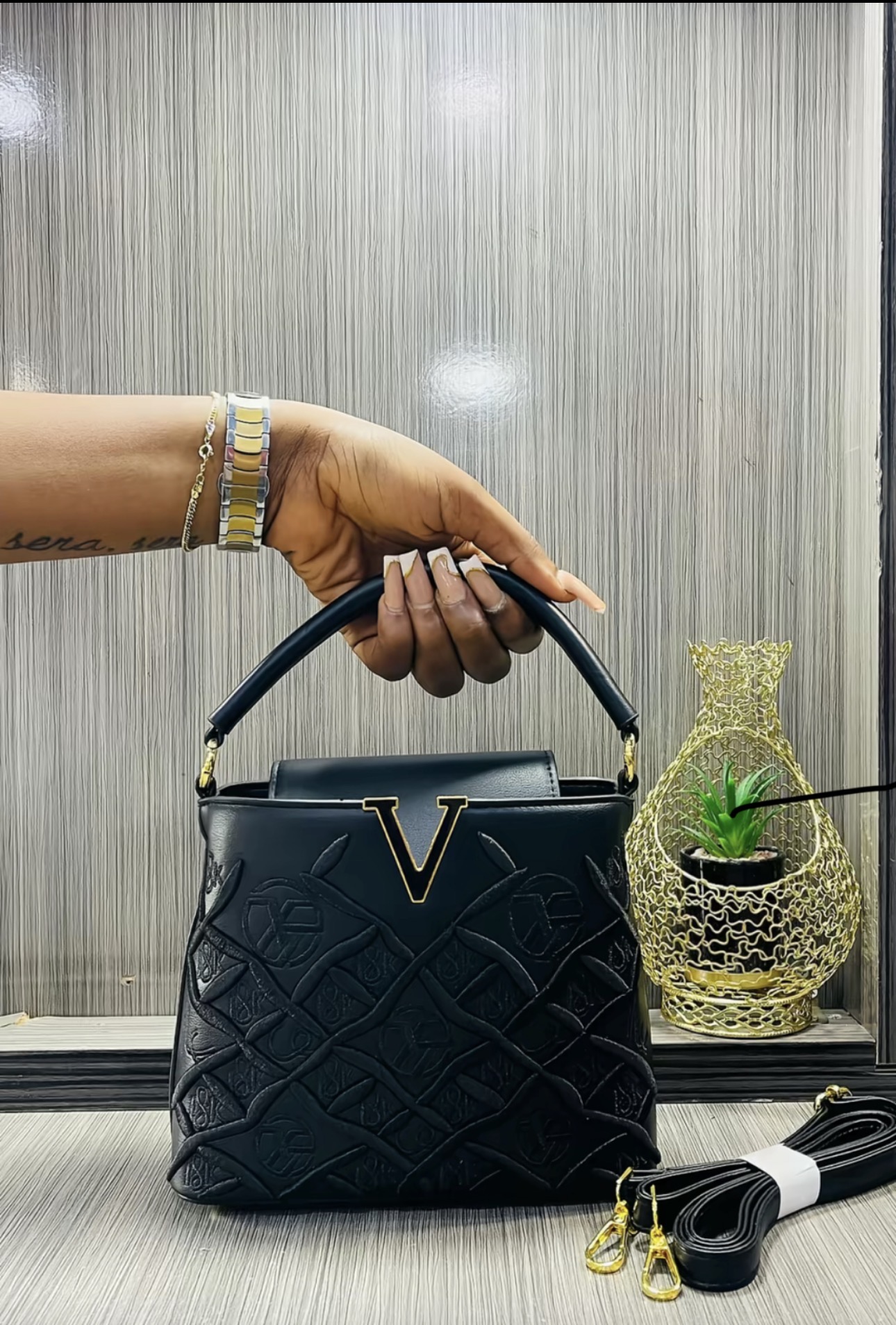 Quilted Top Handle Handbag