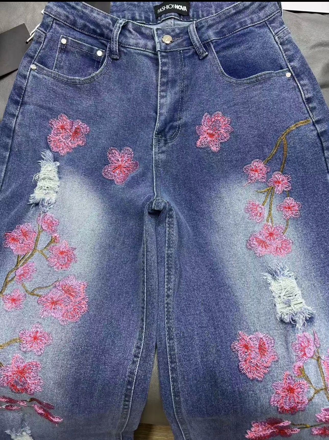 Floral embroidered Denim jeans