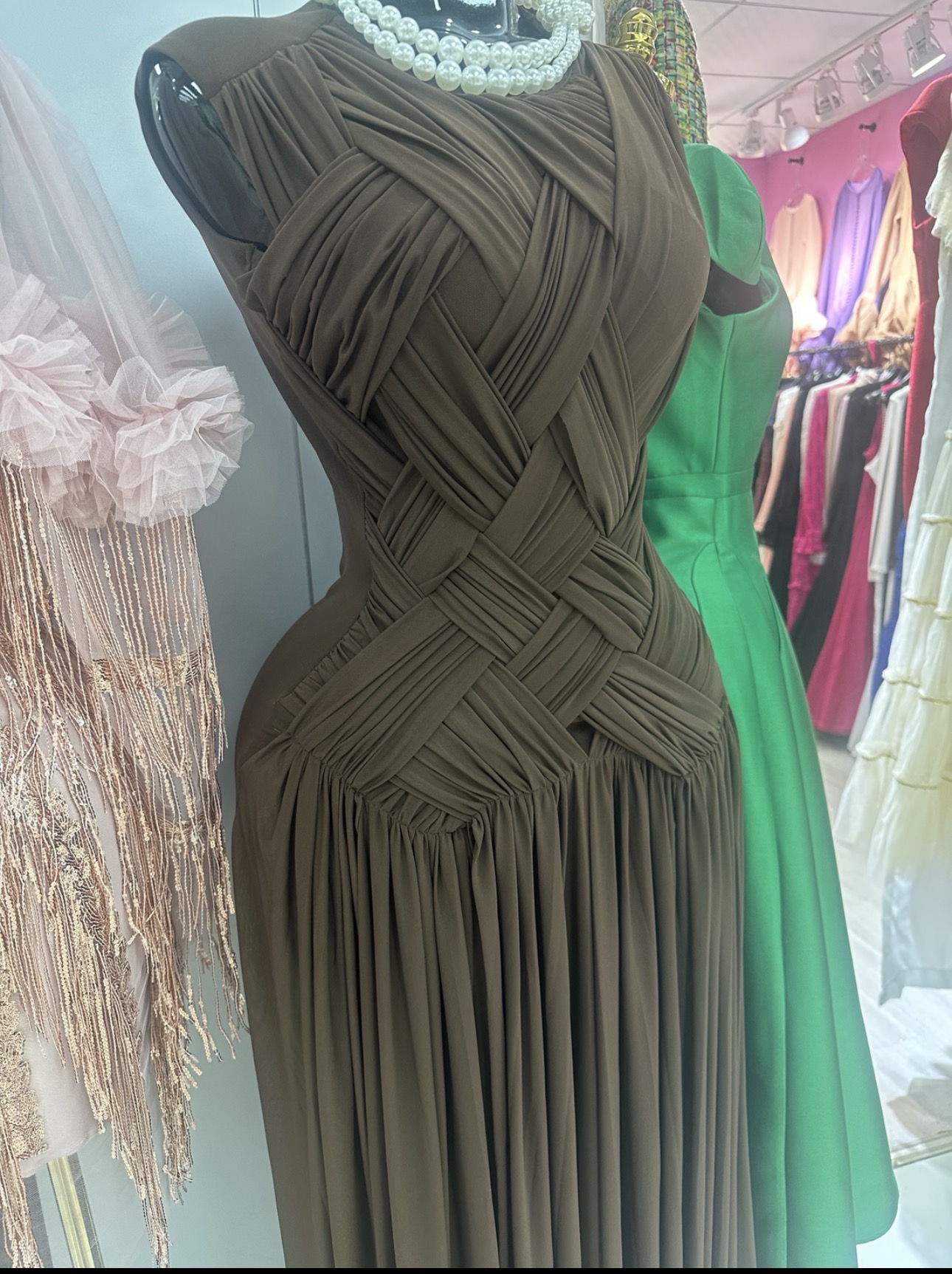 Elegant pleated evening dress