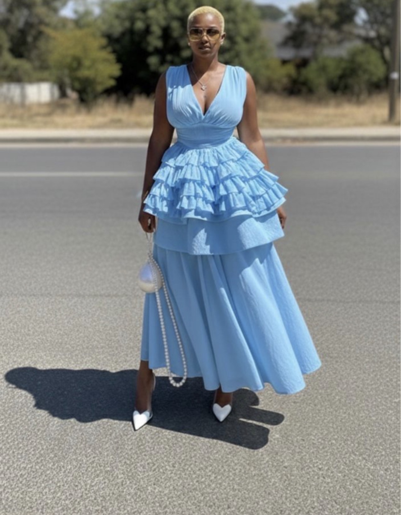 Layered peplum midi dress