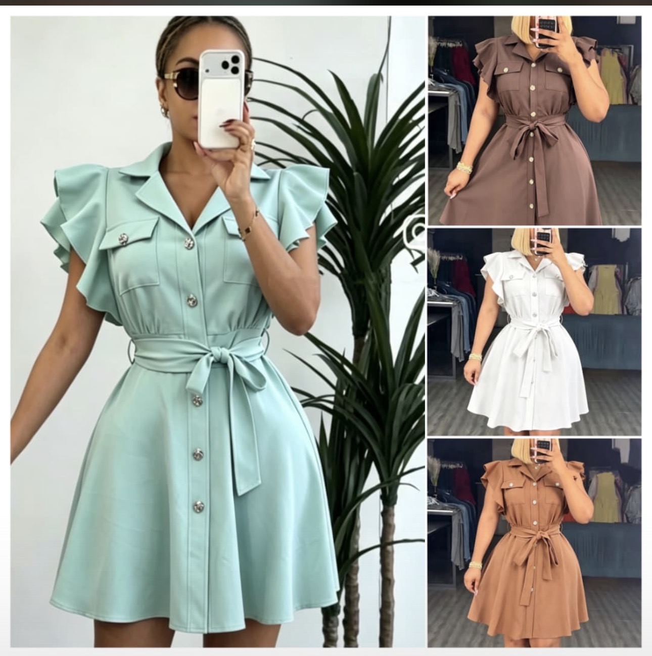 Ruffle sleeve shirt Dress