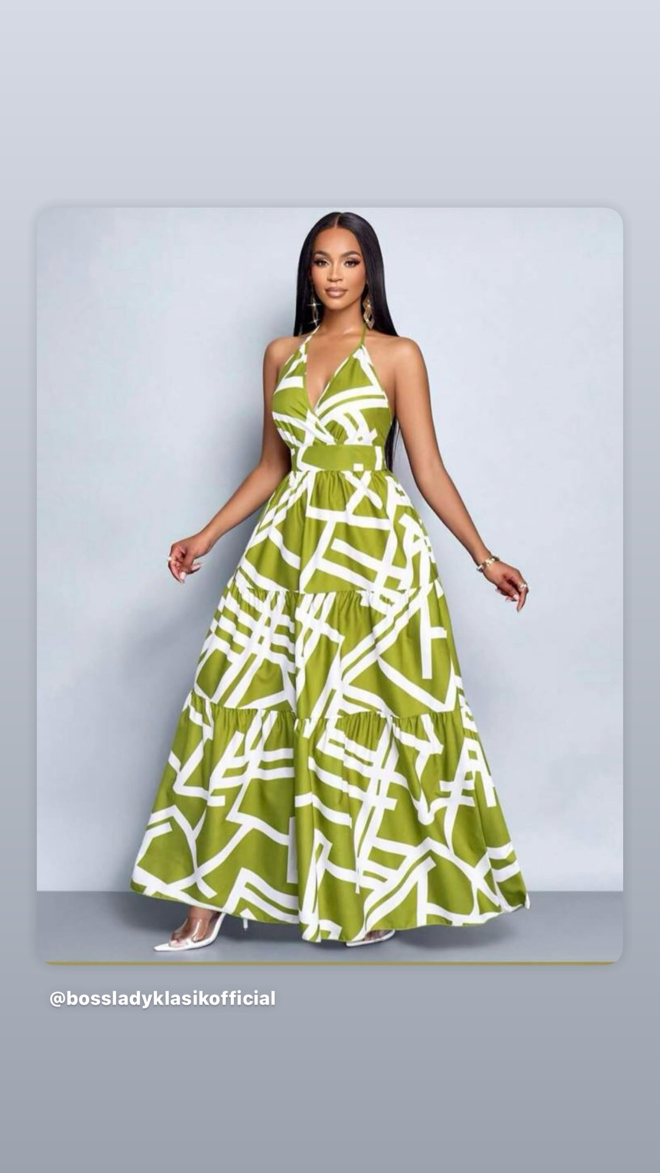 Printed Halted Maxi Dress