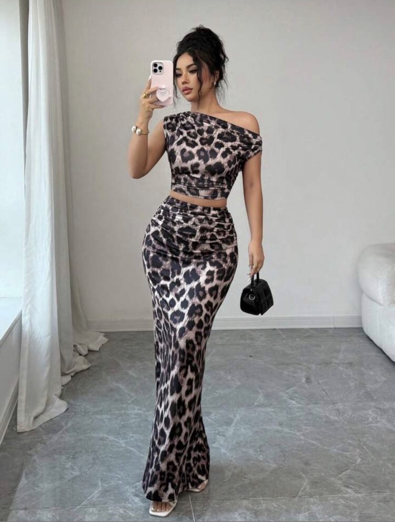 Leopard print Two-piece Maxi set