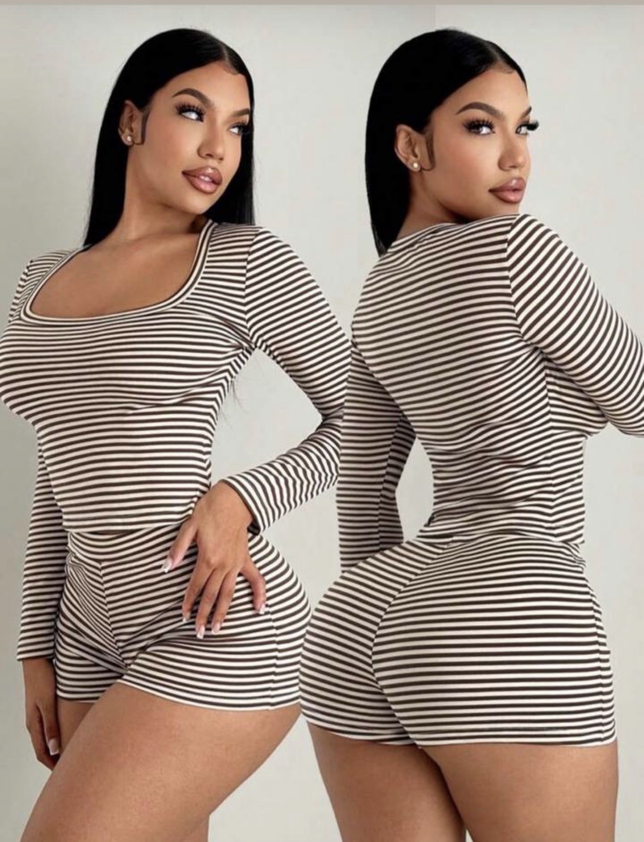 Striped long sleeve lounge set